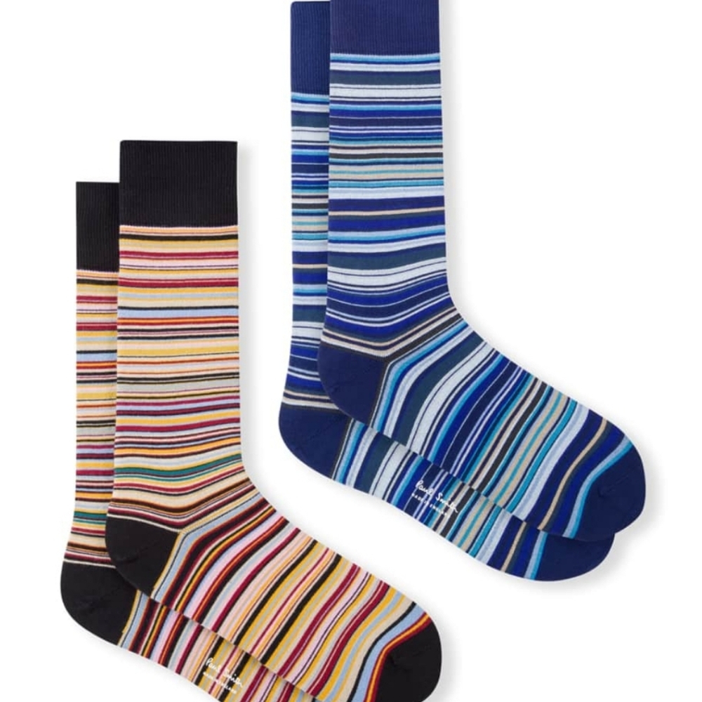 PAUL SMITH Men's 2-Pack Multicolored Striped Socks *NEW W/TAGS* $60 🧦🧦